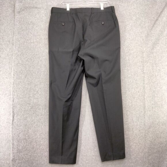 Boss Hugo Boss Dress Pants Mens 40 x 27 Black Striped Pleated Straight Leg - Picture 7 of 11